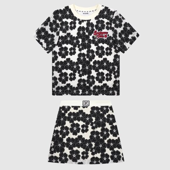 B.Sure Floral Hollow Lace Casual Suit - Picture 1 of 4